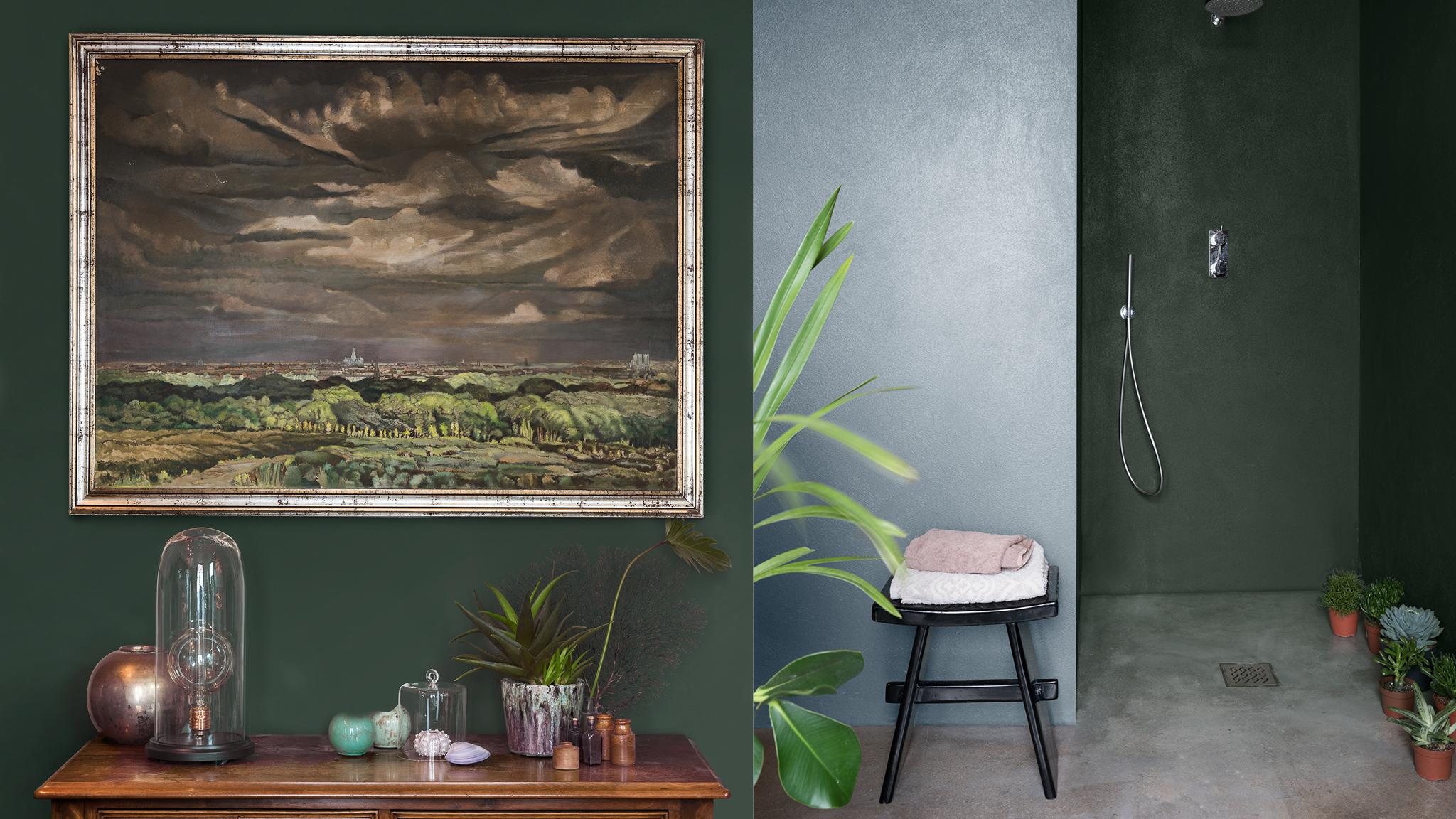 Aardse groentinten kleurtrends 2017 De Warme kleuren 2017 gaan goed samen met expressieve meubelstukken voor een kamer met een verhaal.