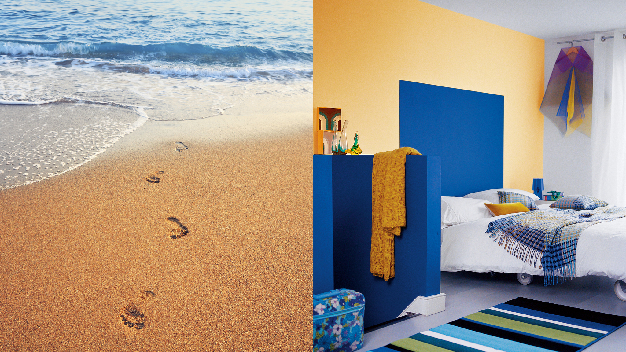 Creez une palette de couleurs joyeuse Ramenez cette sensation de vacances chez vous en peignant vos murs de couleurs joyeuses qui vous rappelleront la plage.