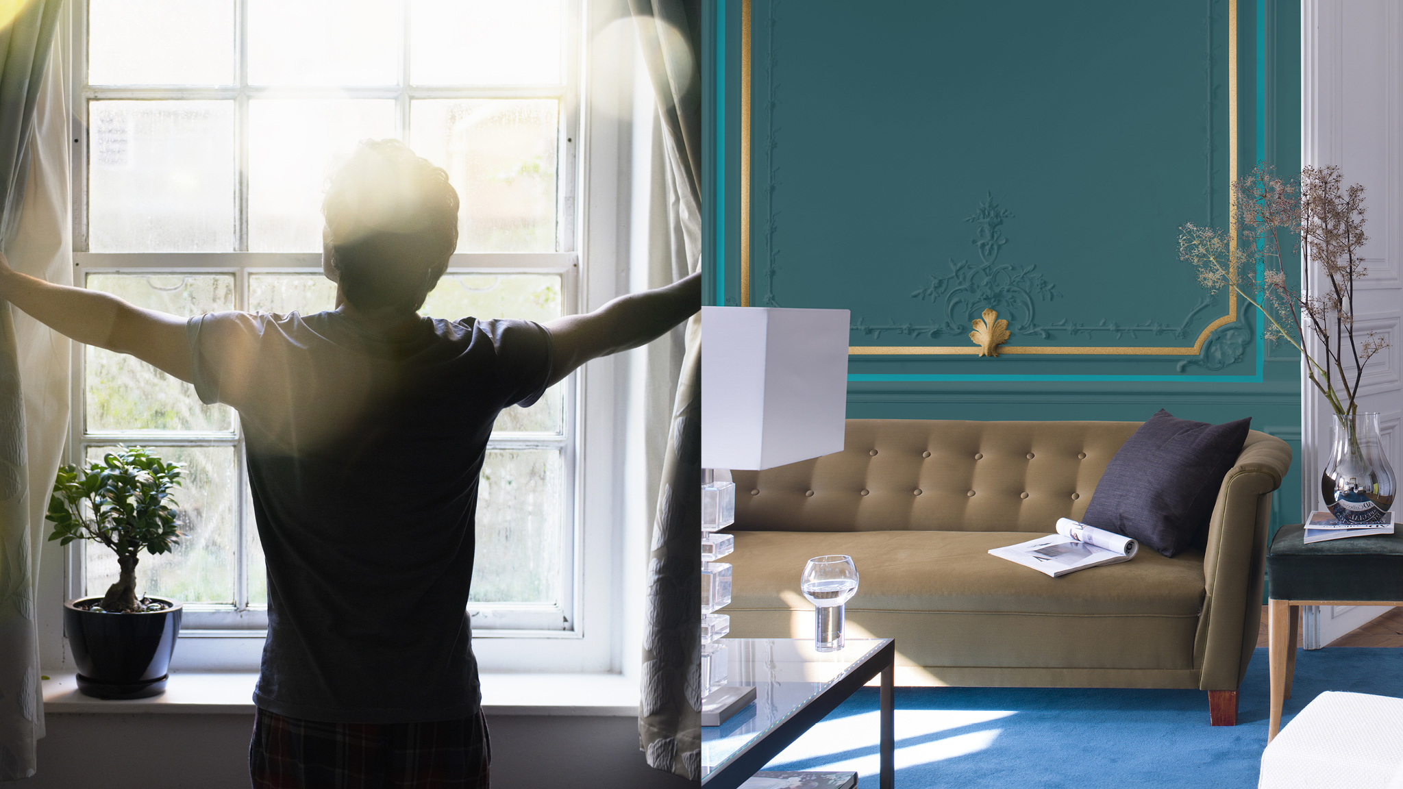 Elegance et lumiere pour votre salon Les pièces qui captent le lever du soleil sont celles qui observent le plus grand nombre de variations de la lumière au cours de la journée. À l'aube, la lumière s'habille d'une légère teinte rosâtre, qui progressivement passe au bleu au fur et à mesure de la matinée.